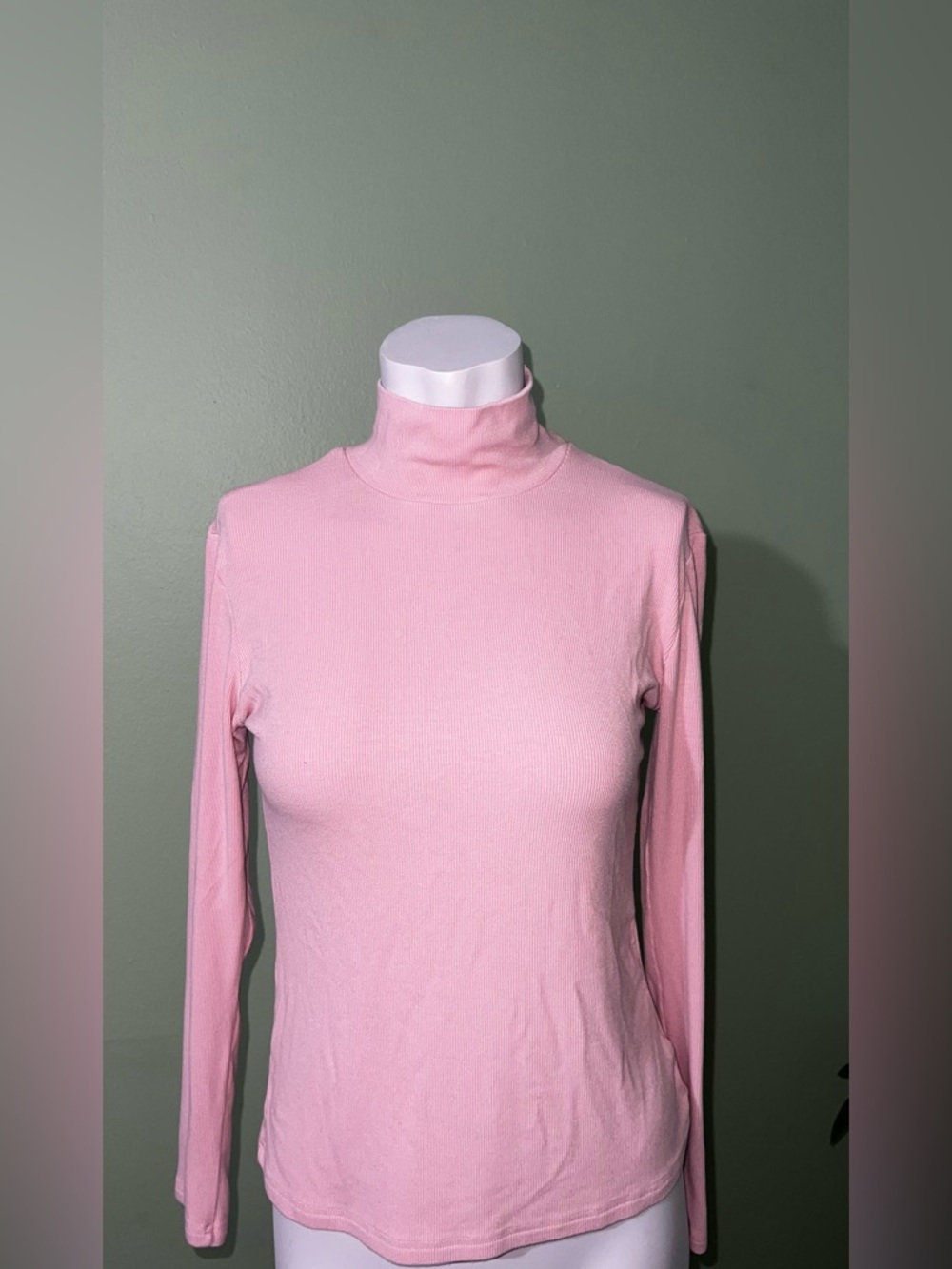 Classic Pink Turtleneck Long-Sleeve Top